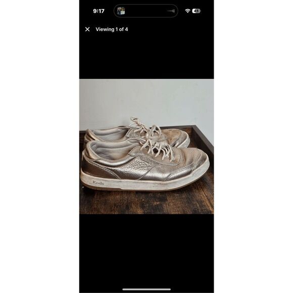 Keds Kickstart Tumbled Leather Lace Up Sneakers Women's Metallic Gold Size 9 - Picture 5 of 5